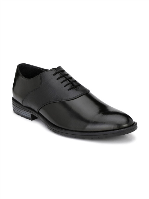 

Hitz Men Black Solid Leather Formal Derbys