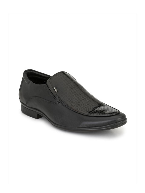 

Hitz Men Black Solid Leather Formal Slip-Ons