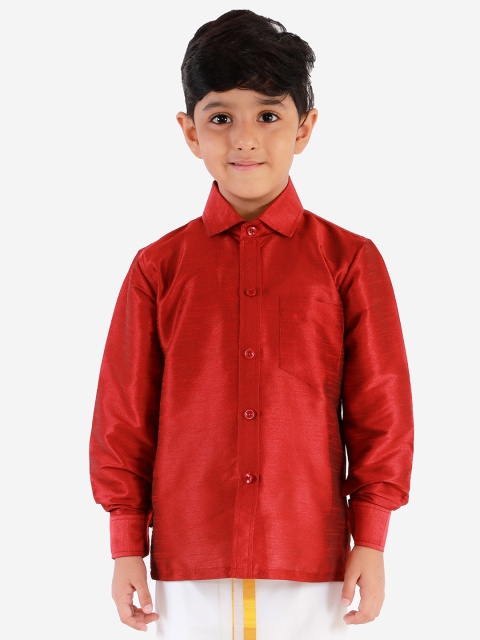 

JBN Creation Boys Maroon Regular Fit Printed Formal Shirt
