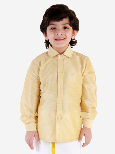 

JBN Creation Boys Beige Regular Fit Solid Party Shirt
