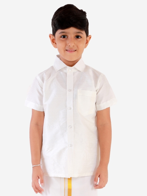 

JBN Creation Boys Off-White Regular Fit Solid Formal Shirt