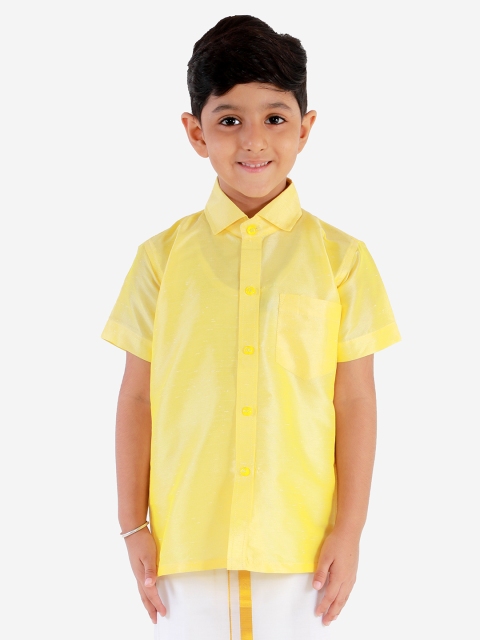 

JBN Creation Boys Yellow Regular Fit Solid Formal Shirt