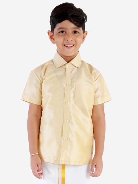 

JBN Creation Boys Gold-Toned Regular Fit Solid Formal Shirt