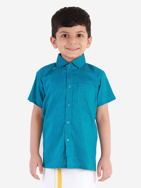 

JBN Creation Boys Blue Regular Fit Solid Casual Shirt