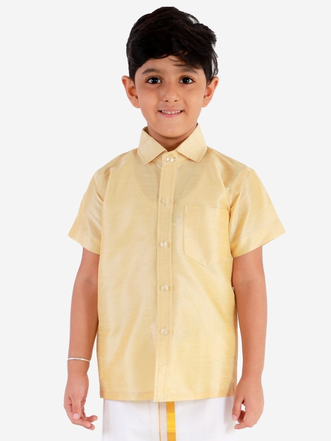 

JBN Creation Boys Beige Regular Fit Solid Party Shirt