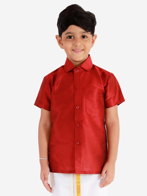 

JBN Creation Boys Maroon Regular Fit Solid Party Shirt