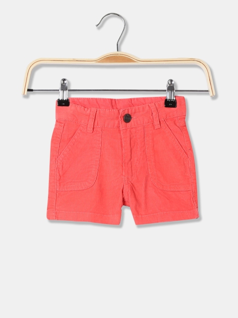 

Cherokee Girls Coral-Coloured Solid Corduroy Regular Shorts