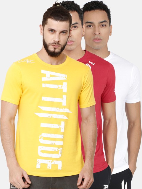 

ATTIITUDE Men Yellow Printed Round Neck T-shirt