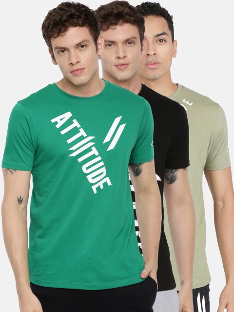 

ATTIITUDE Men Pack of 3 Printed Round Neck T-shirts, Olive