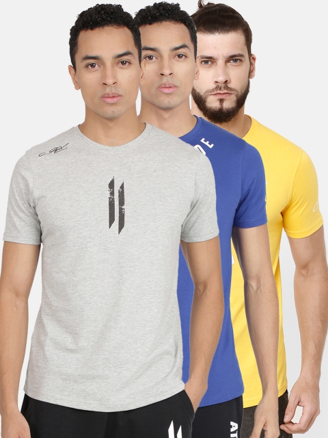 

ATTIITUDE Men Pack Of 3 Printed Round Neck T-shirt, Yellow