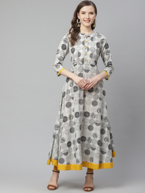 

mokshi Women Grey & Black Printed A-Line Kurta