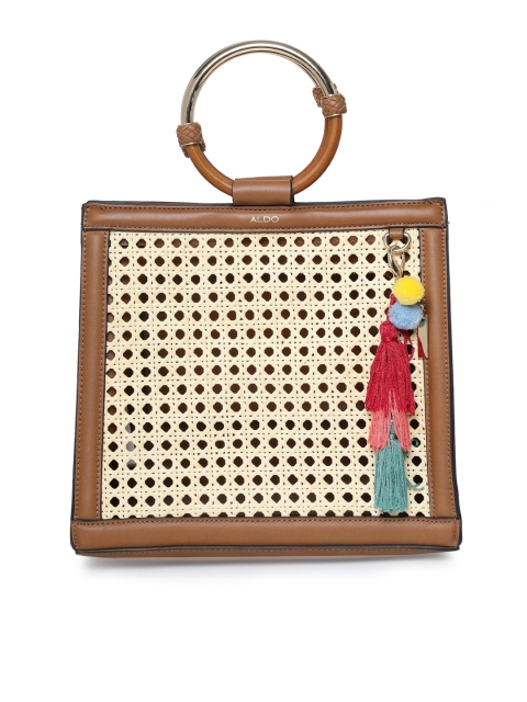 

ALDO Camel Brown & Beige Textured Handheld Bag