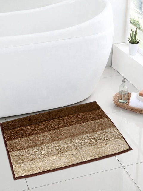 

HOKIPO Brown & Beige Anti Slip Microfiber Bath Mat