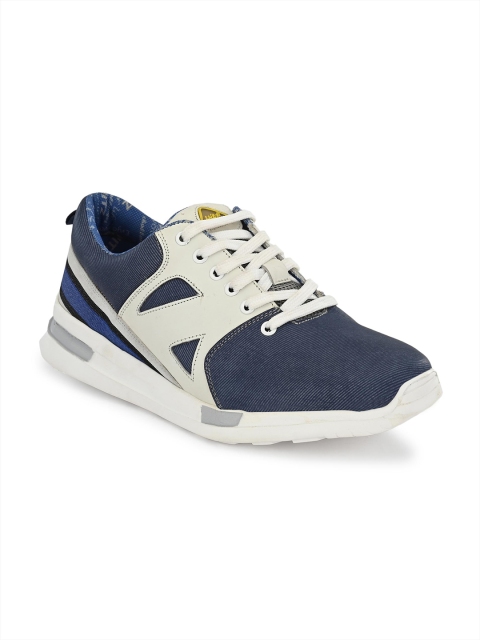 

Hitz Men Navy Blue & White Leather Running Shoes
