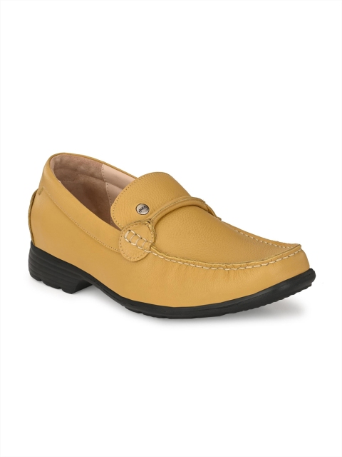 

Hitz Men Yellow Solid Leather Loafers