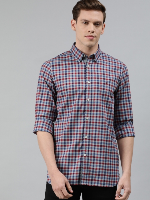 

Tommy Hilfiger Men Blue & Red Slim Fit Checked Casual Shirt