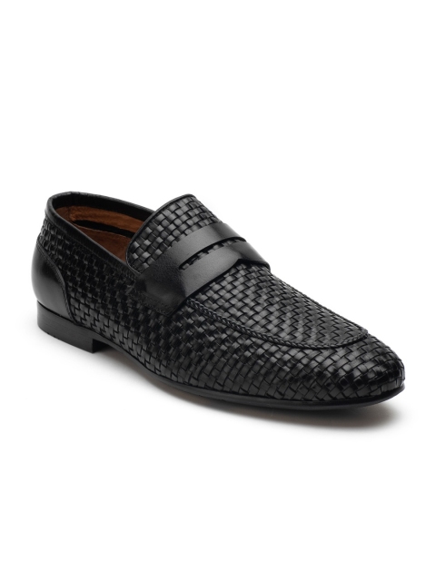 

Heel & Buckle London Men Black Textured Leather Penny Loafers