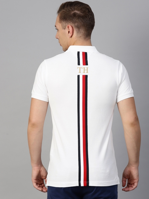 

Tommy Hilfiger Men White Back Striped Polo Collar T-shirt