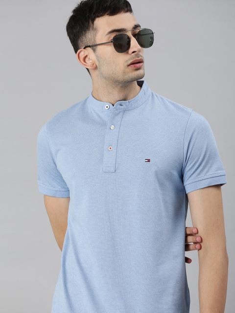 

Tommy Hilfiger Men Blue Solid Henley Neck T-shirt