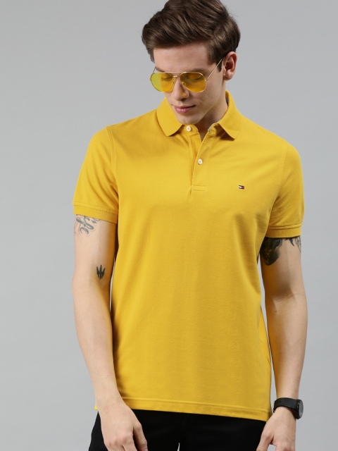 

Tommy Hilfiger Men Yellow Solid Polo Collar T-shirt