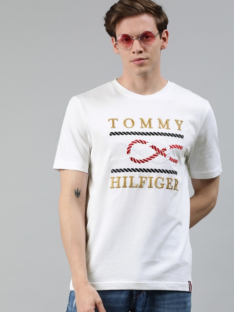 

Tommy Hilfiger Men White Embroidered Round Neck T-shirt