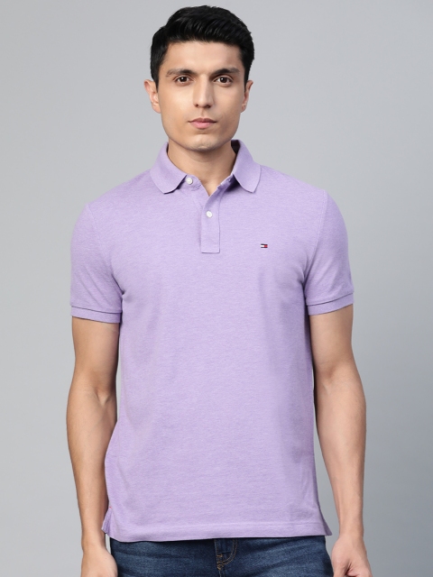 

Tommy Hilfiger Men Lavender Custom Fit Solid Polo Collar T-shirt