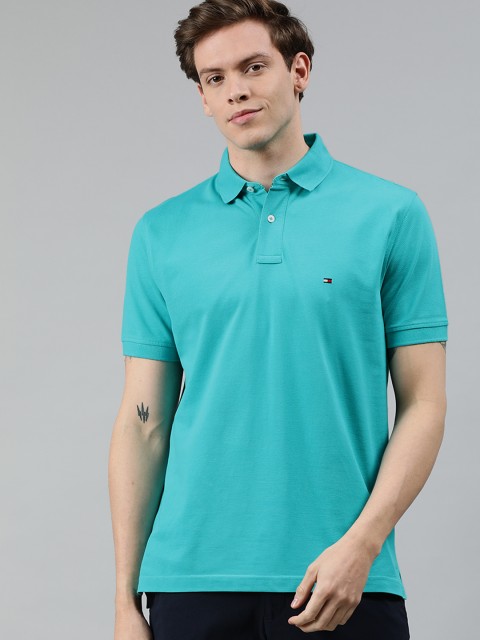 

Tommy Hilfiger Men Blue Solid Polo Collar T-shirt