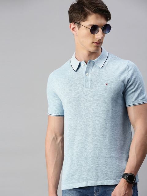 

Tommy Hilfiger Men Blue Solid Polo Collar T-shirt