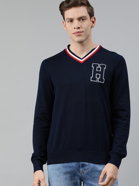 

Tommy Hilfiger Men Navy Blue Embroidered Pullover Sweater