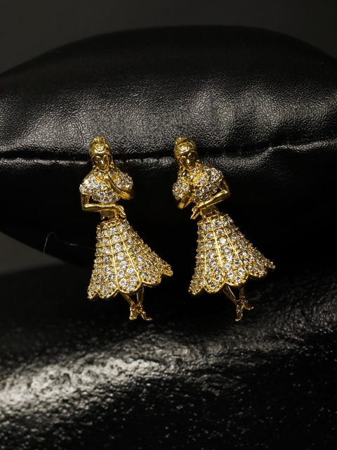 

Priyaasi Gold-Plated Stone-Studded Handcrafted Quirky Jhumkas