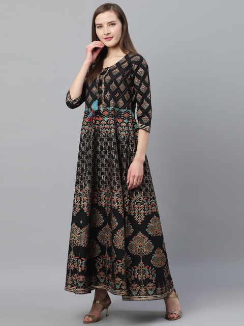 

Ishin Women Black & Golden Ethnic Foil Printed Anarkali Kurta