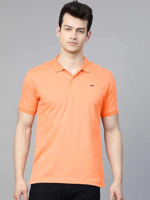 

Park Avenue Men Orange Slim Fit Solid Pure Cotton Polo Collar T-shirt