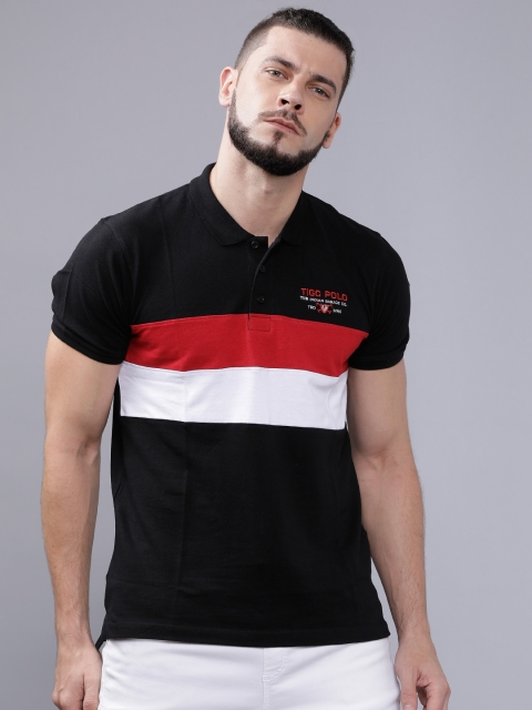 

The Indian Garage Co Men Black Colourblocked Polo Collar T-shirt