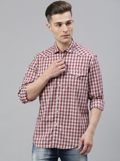 

Louis Philippe Jeans Men Red & White Slim Fit Checked Casual Shirt