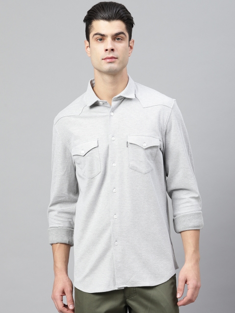 

Louis Philippe Jeans Men Grey Super Slim Fit Textured Casual Shirt