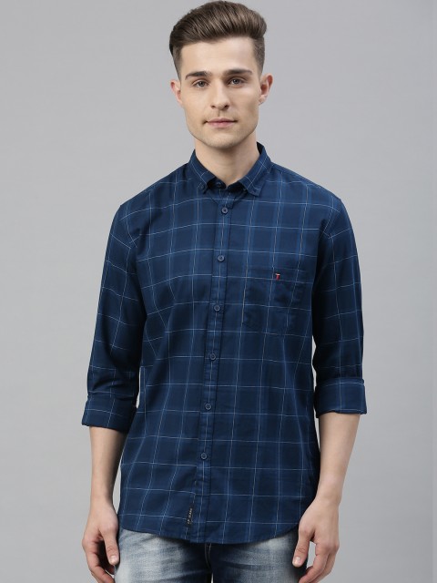 

Louis Philippe Jeans Men Blue & White Slim Fit Checked Casual Shirt