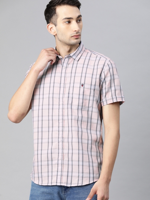 

Louis Philippe Jeans Men Pink & Blue Slim Fit Checked Casual Shirt