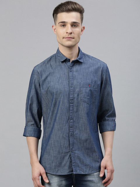 

Louis Philippe Jeans Men Blue Slim Fit Solid Casual Shirt