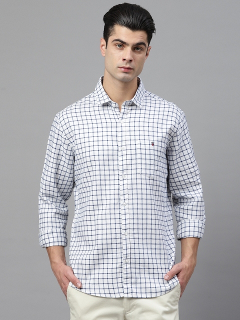 

Louis Philippe Jeans Men White & Blue Slim Fit Checked Casual Shirt