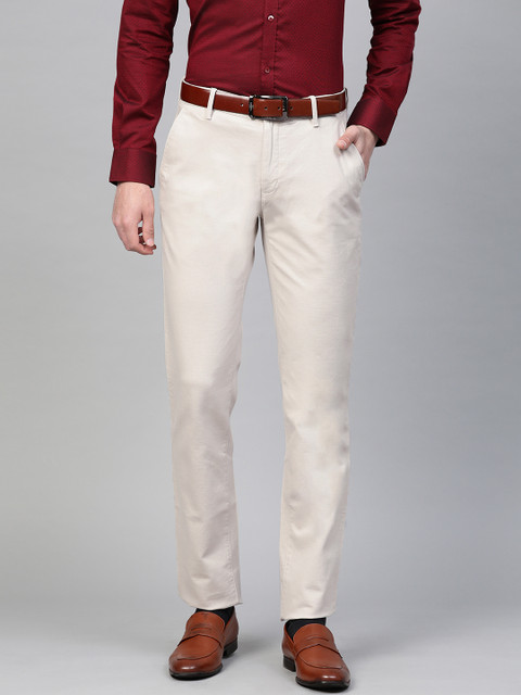 

Raymond Men Beige Slim Fit Solid Regular Trousers