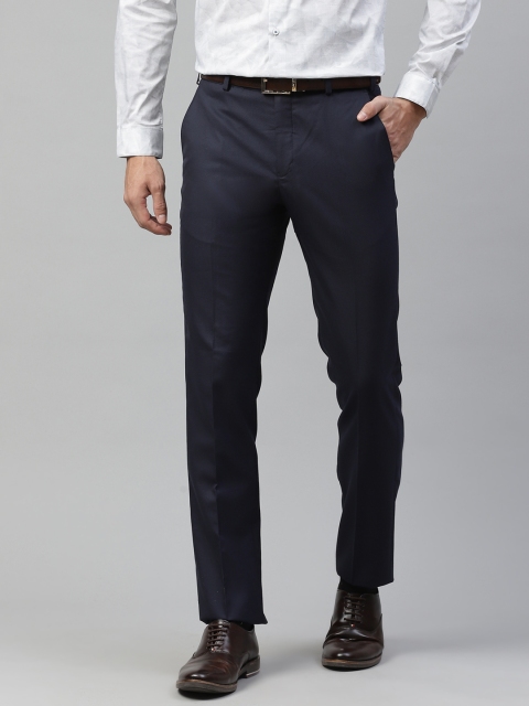 

Park Avenue Men Navy Blue Solid Slim Fit Regular Trousers