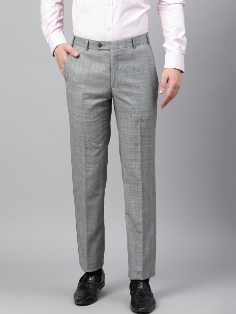 

Park Avenue Men Grey Super Slim Fit Checked Formal Trousers