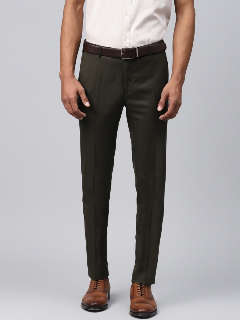 

Raymond Men Olive Green Slim Fit Solid Formal Trousers