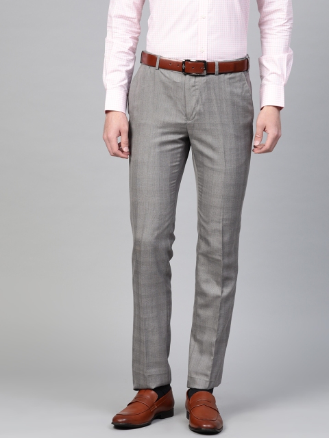 

Raymond Men Grey Slim Fit Checked Formal Trousers