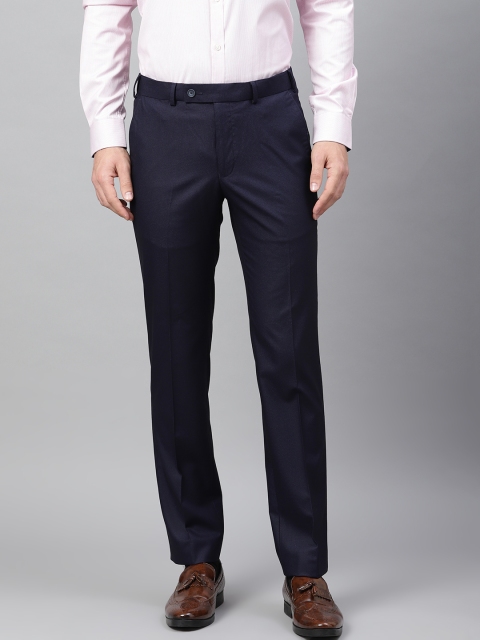 

Park Avenue Men Navy Blue Super Slim Fit Checked Formal Trousers