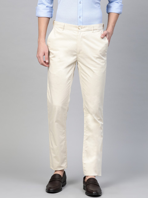 

Raymond Men Cream-Coloured Sustainable Regular Contemporary Fit Solid Trousers