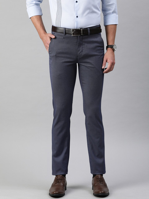

Park Avenue Men Blue Regular Fit Self Design Regular Trousers