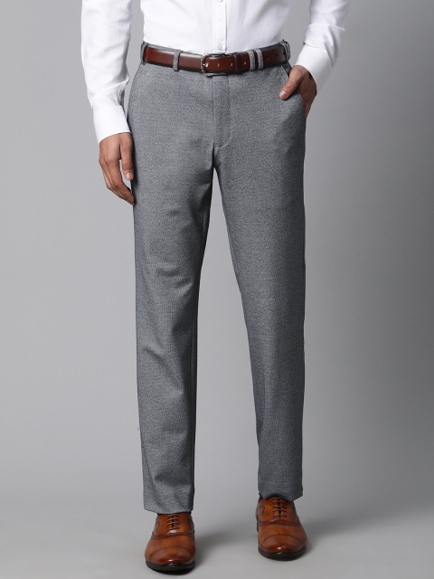 

Park Avenue Men Charcoal Grey Active Fit Checked Formal Trousers