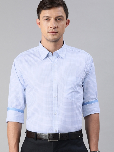 

Park Avenue Men Blue & White Checked Cotton Slim Fit Formal Shirt