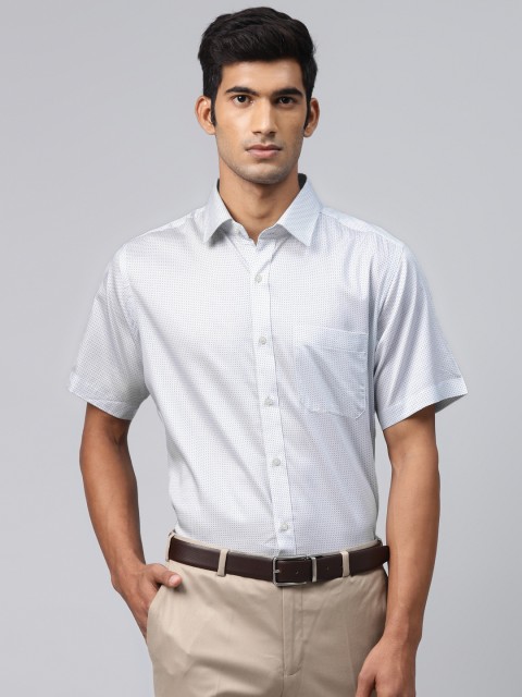 

Raymond Men White & Navy Blue Contemporary Regular Fit Printed Formal Shirt